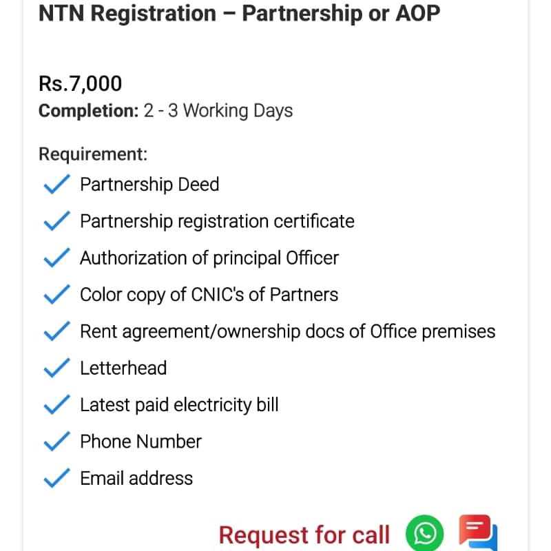 NTN Registeration - Partnership AOP