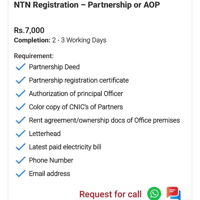NTN Registeration - Partnership AOP